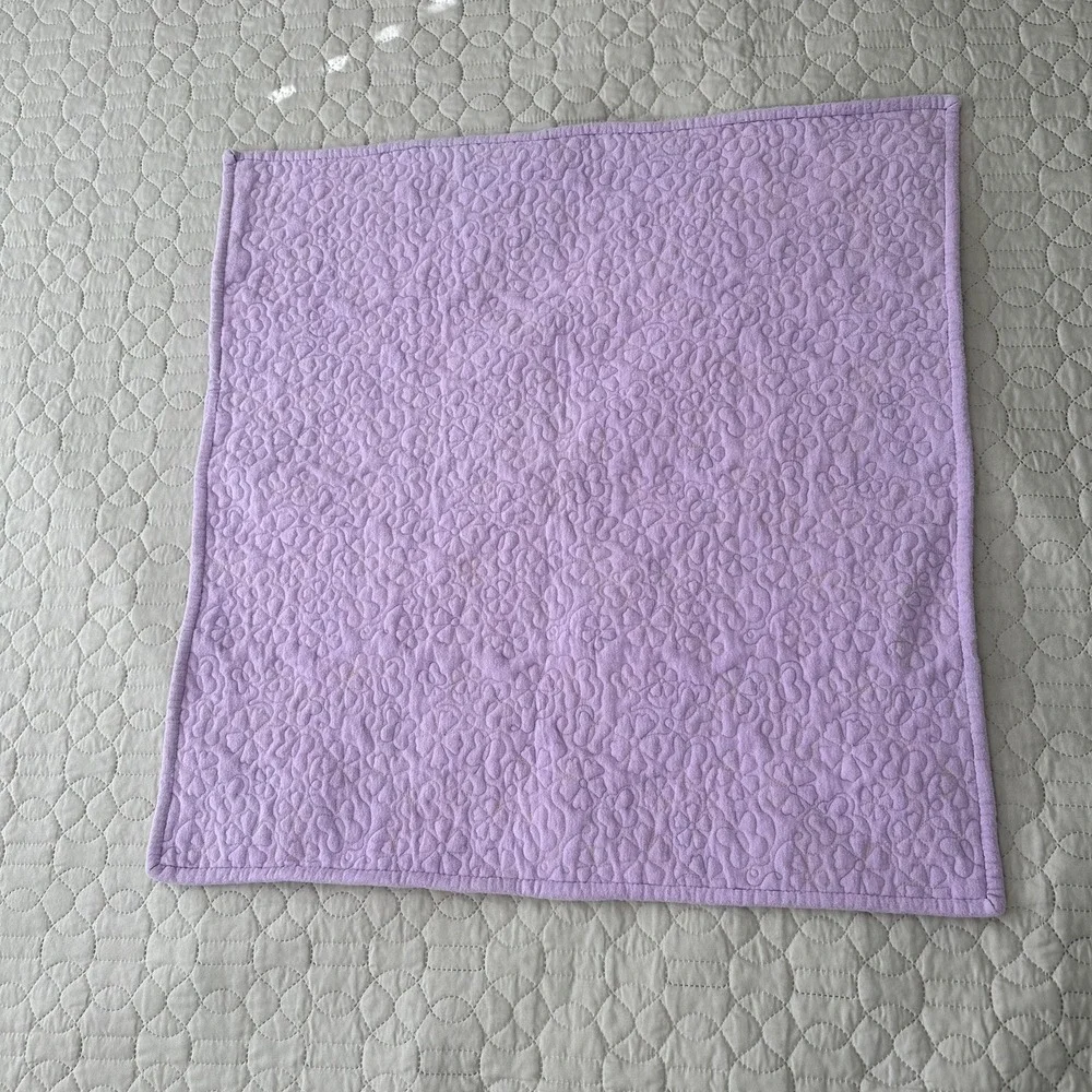 Baby Quilt Girl Handmade Pink Embroidery  Purple Pastel Flower Patchwork Blanket